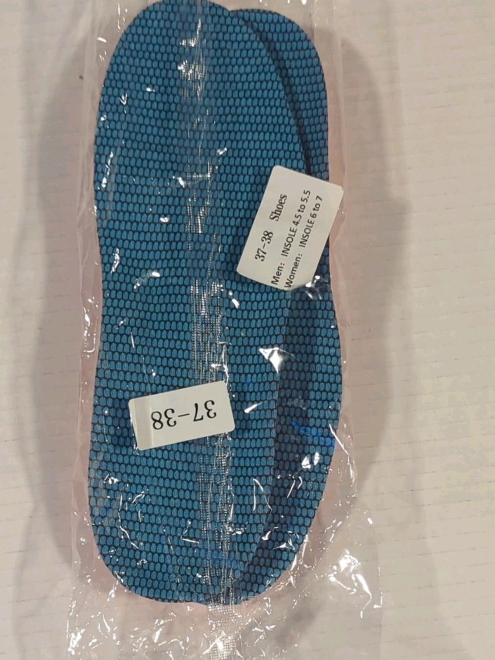 Blue Shoe Insoles Comfort Cushion Support for Size  37-38 (M4.5 to 5.5 W:6 to 7)